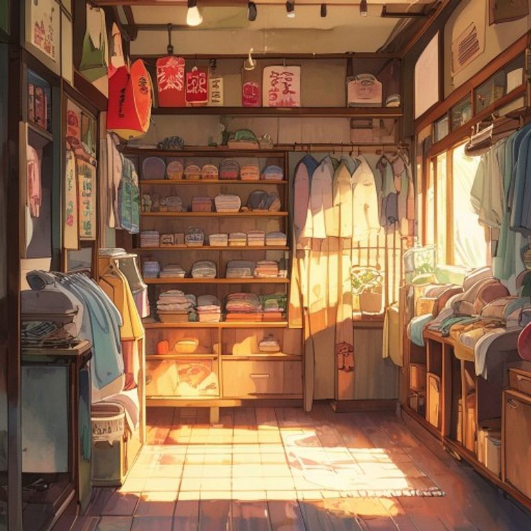 服飾店試衣間外，洞口袋裝著一件新買的 T 恤