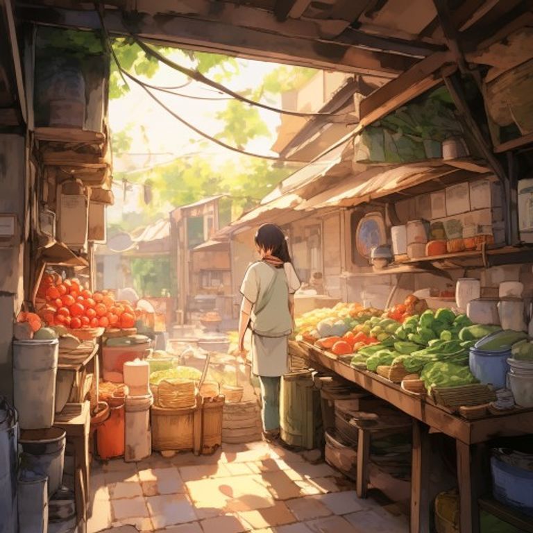 農夫市集的早晨：洞口袋裝著一把現摘的青菜